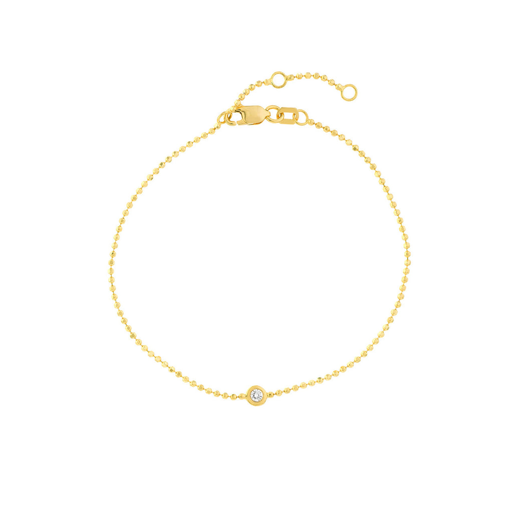 14K yellow gold bracelet with round diamond.