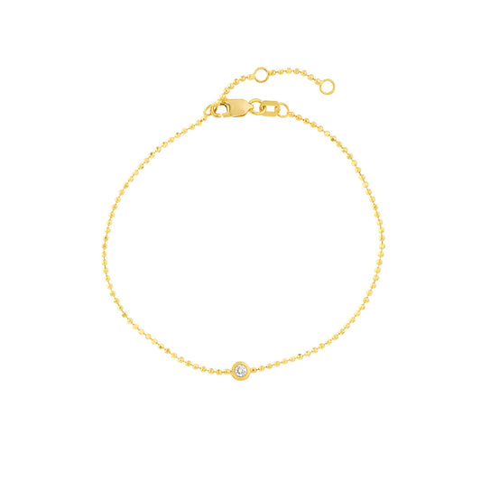 14K yellow gold bracelet with round diamond.