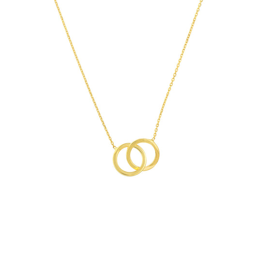 14K Yellow Gold Double Circle Necklace