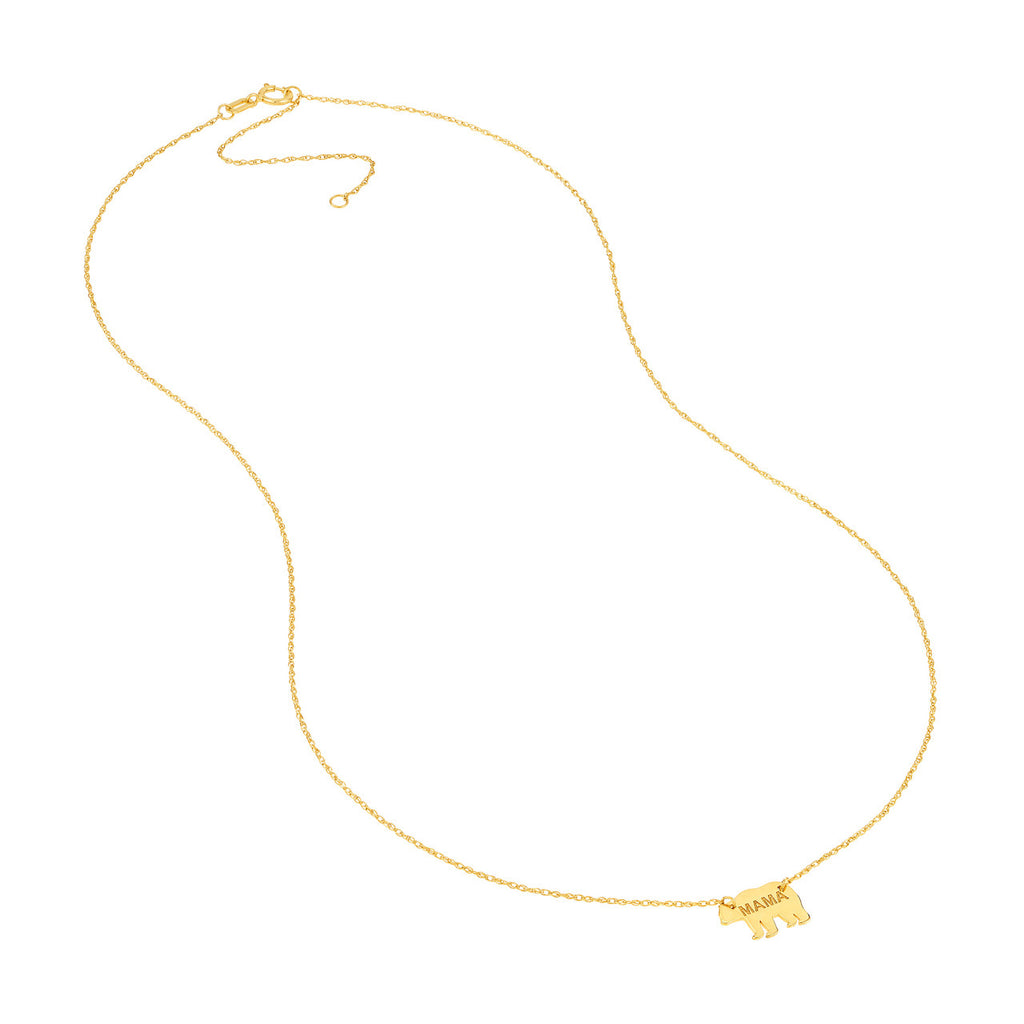 14K Yellow Gold Necklace with Bear Pendant