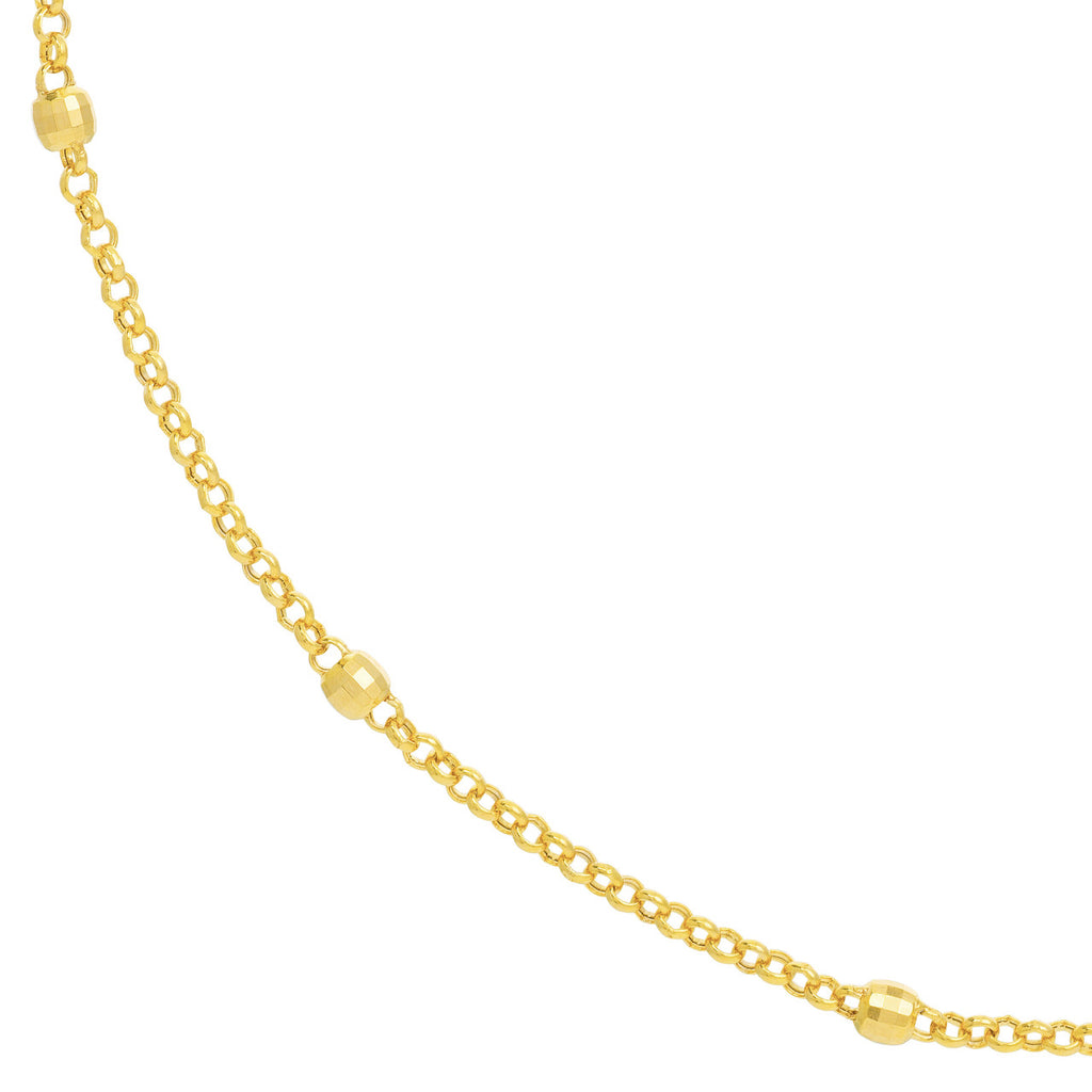 14K yellow gold station necklace design.