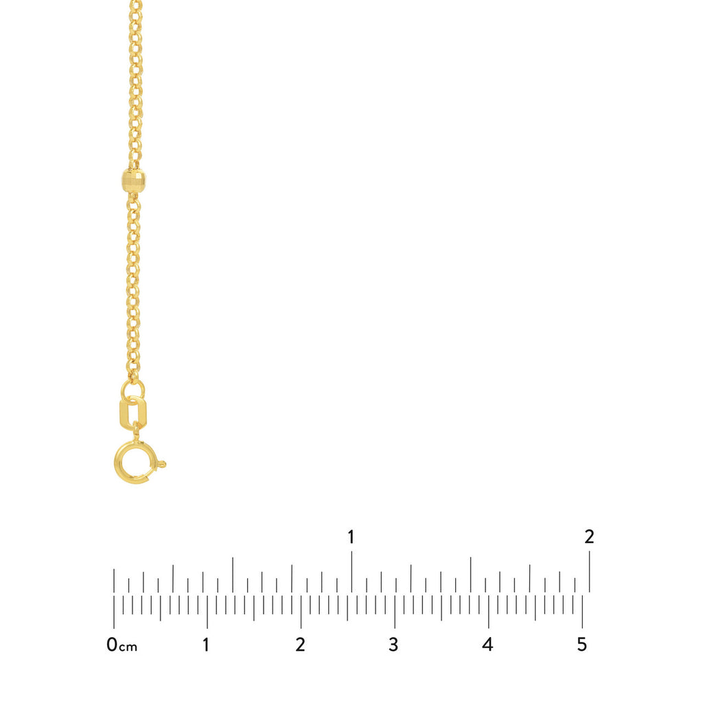 14K yellow gold station necklace with clasp.