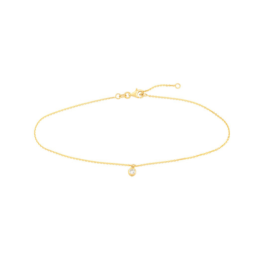14K yellow gold bracelet with round diamond.