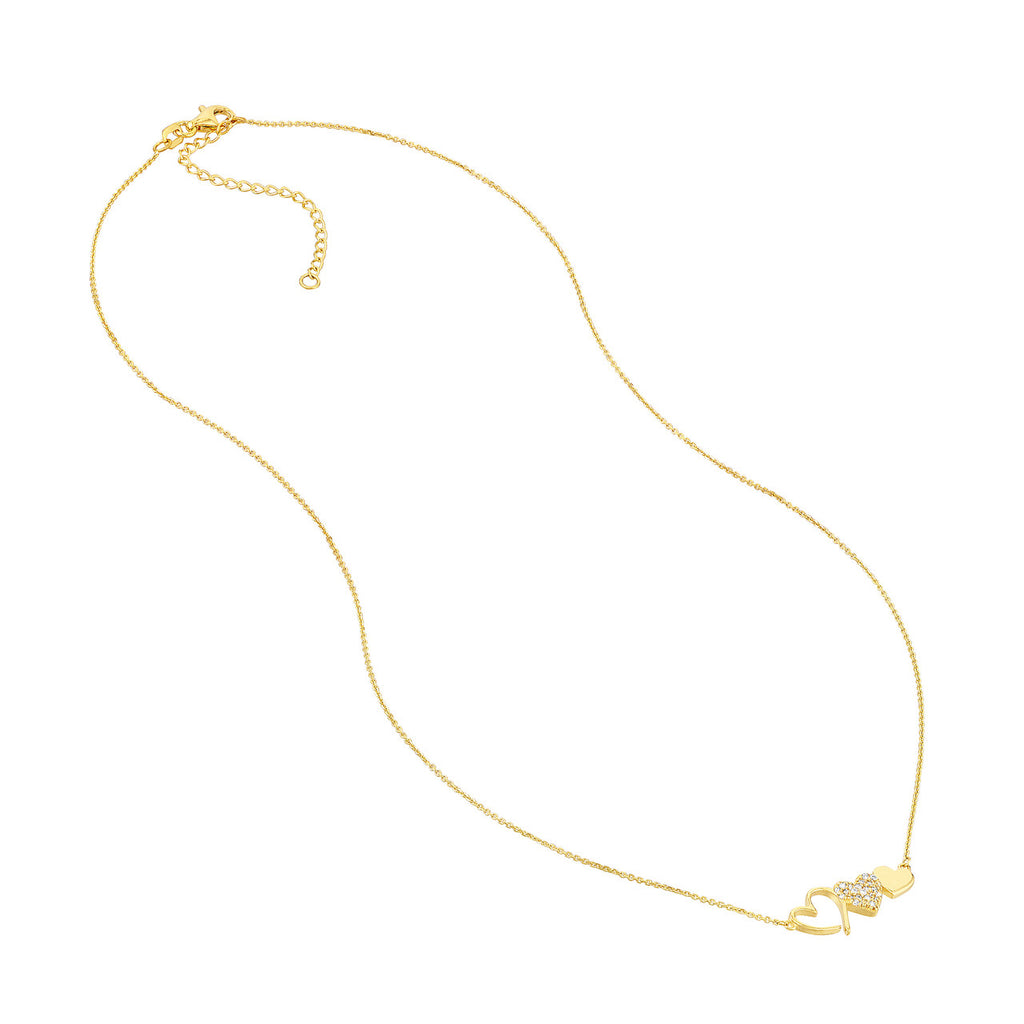 Heart-shaped diamond necklace, yellow gold.