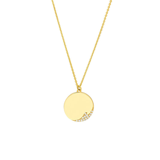 14K yellow gold necklace with diamond accents.