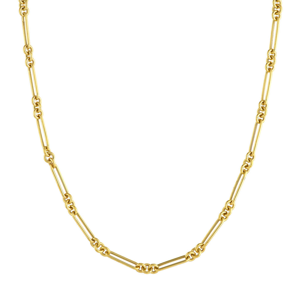 14K yellow gold paperclip chain necklace.