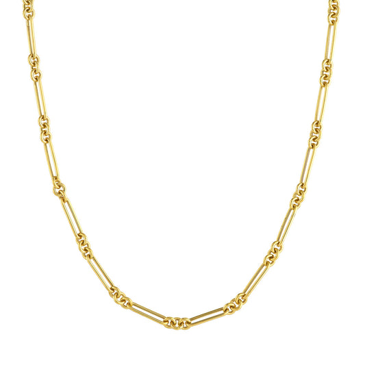 14K yellow gold paperclip chain necklace.