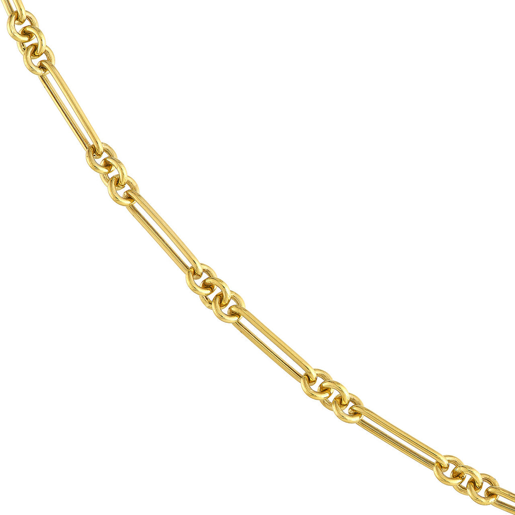 14K yellow gold paperclip chain necklace.