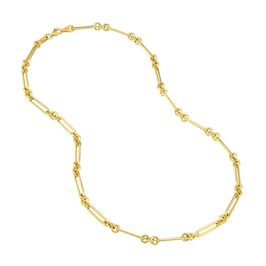 14K yellow gold paperclip chain necklace.