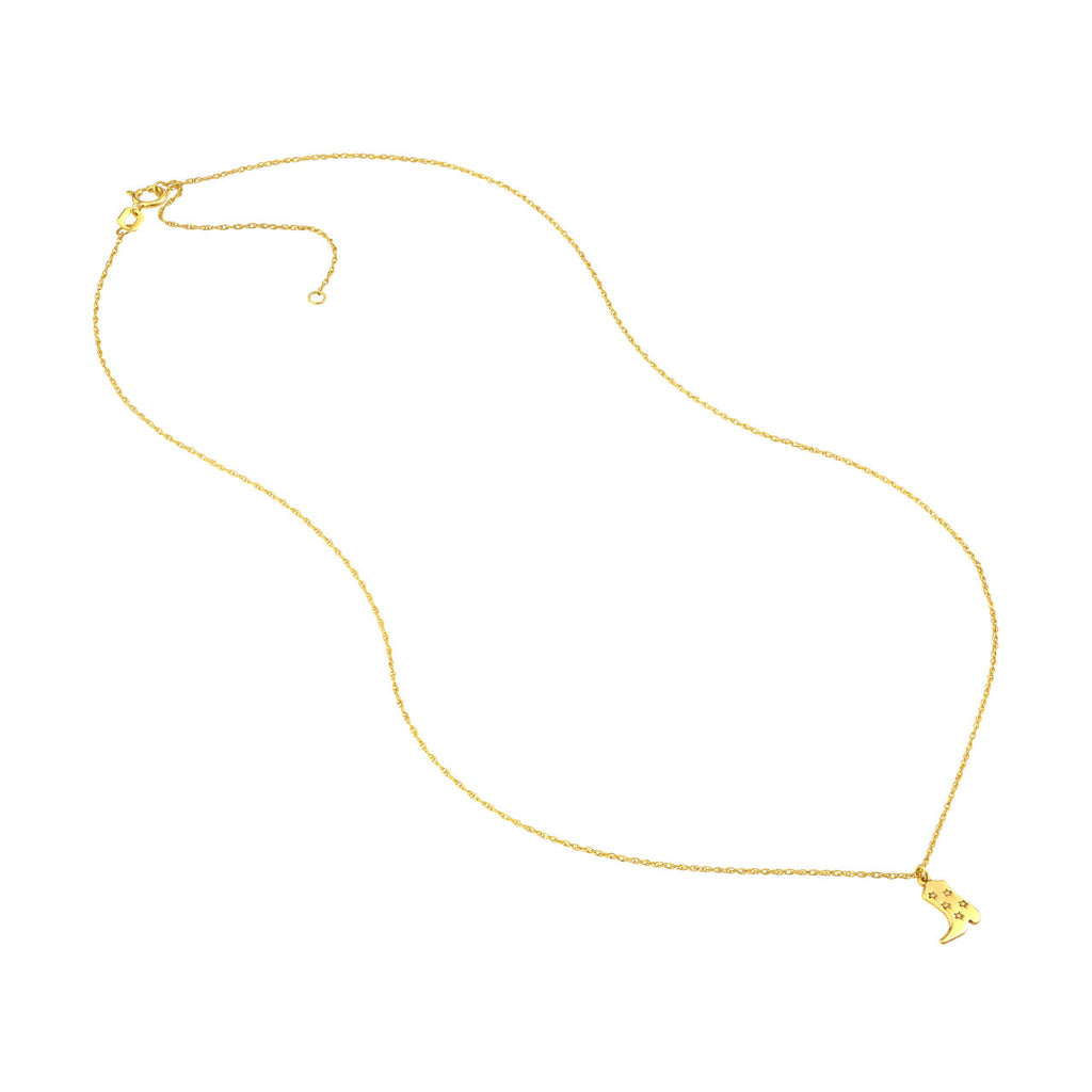 14K Yellow Gold Pendant Necklace, Minimalist Design