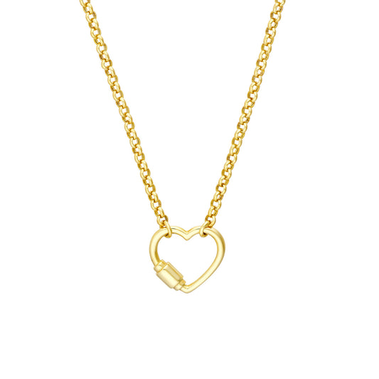 14K yellow gold heart pendant necklace.