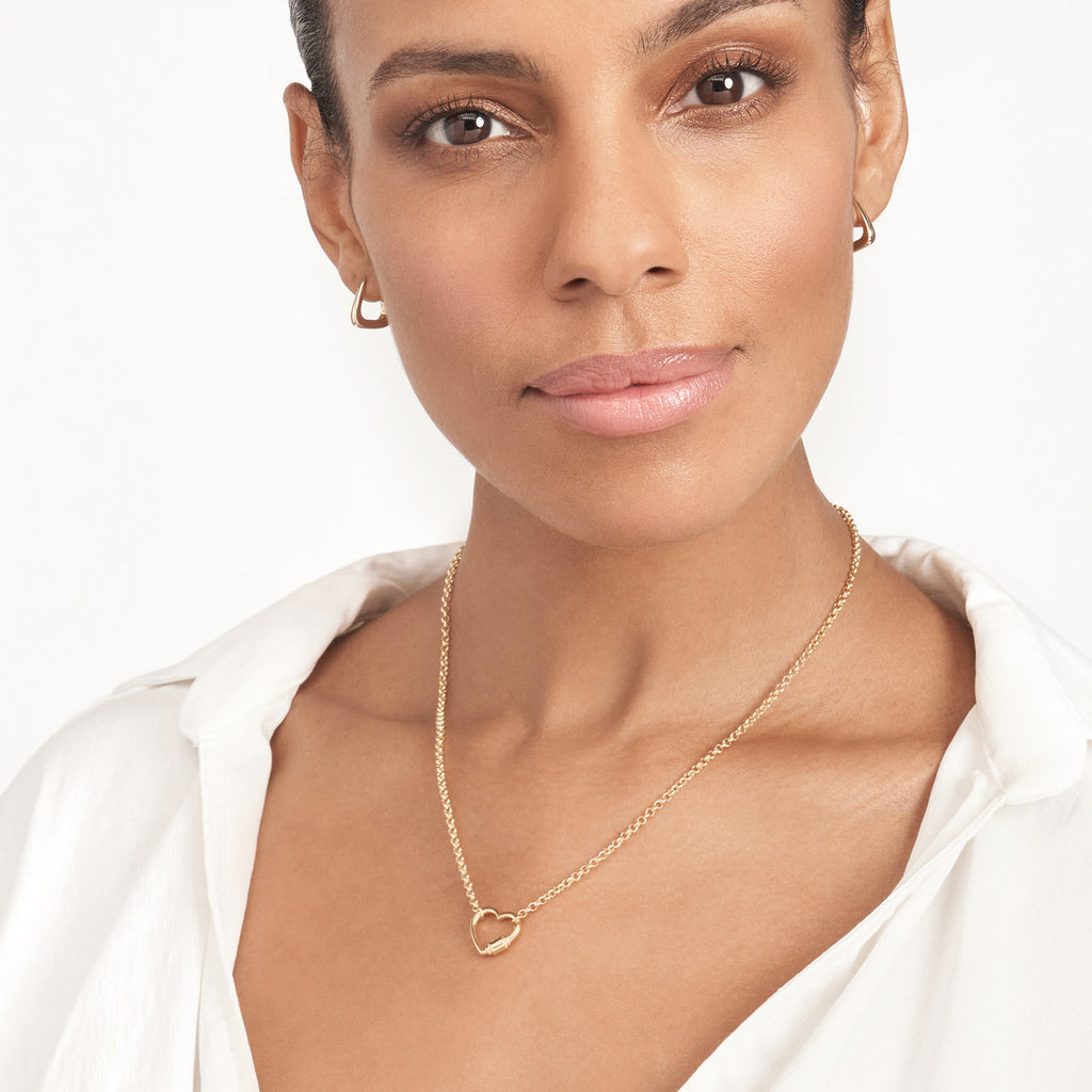 14K gold heart pendant necklace.