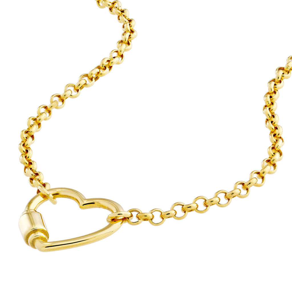 14K yellow gold heart pendant necklace.