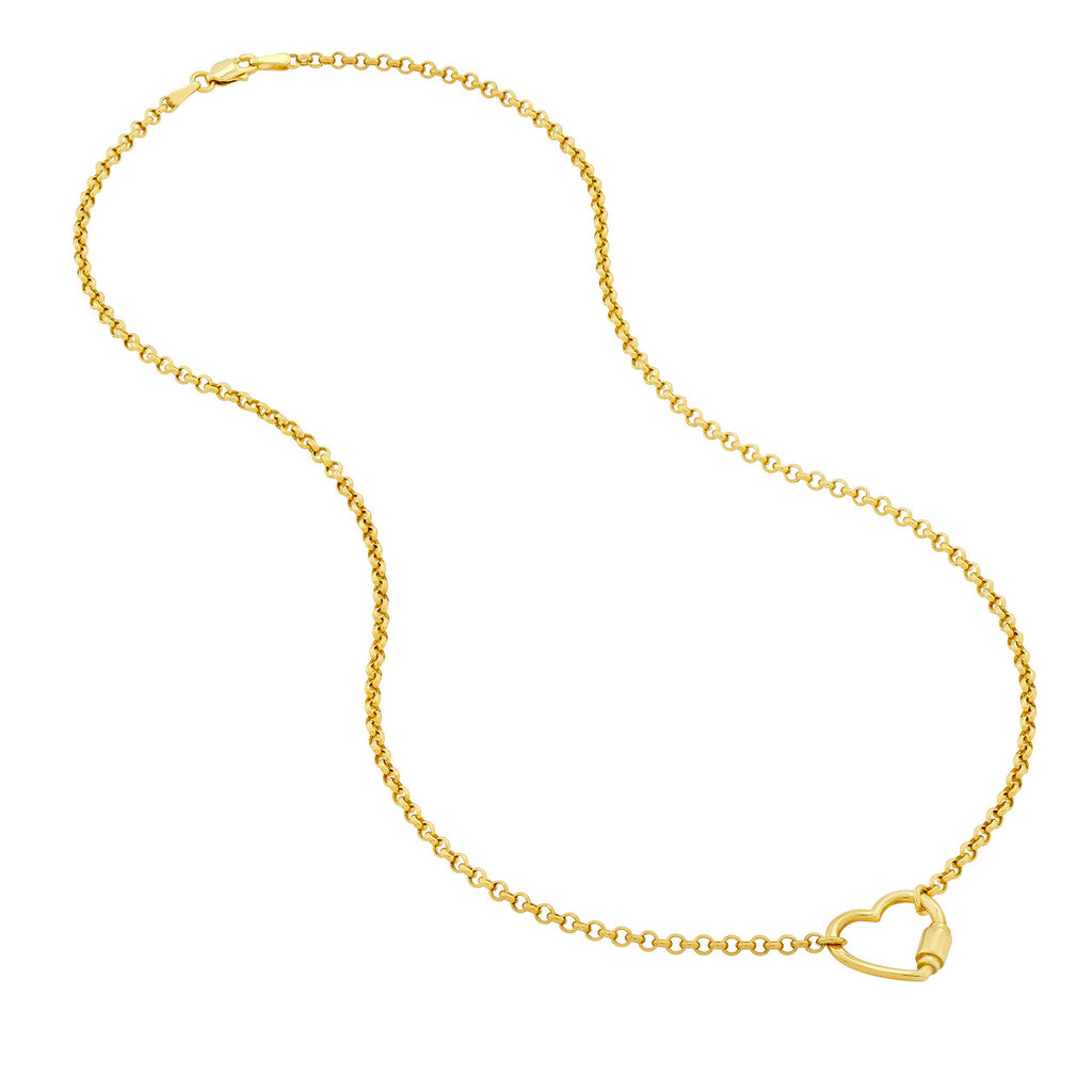 14K yellow gold heart pendant necklace.