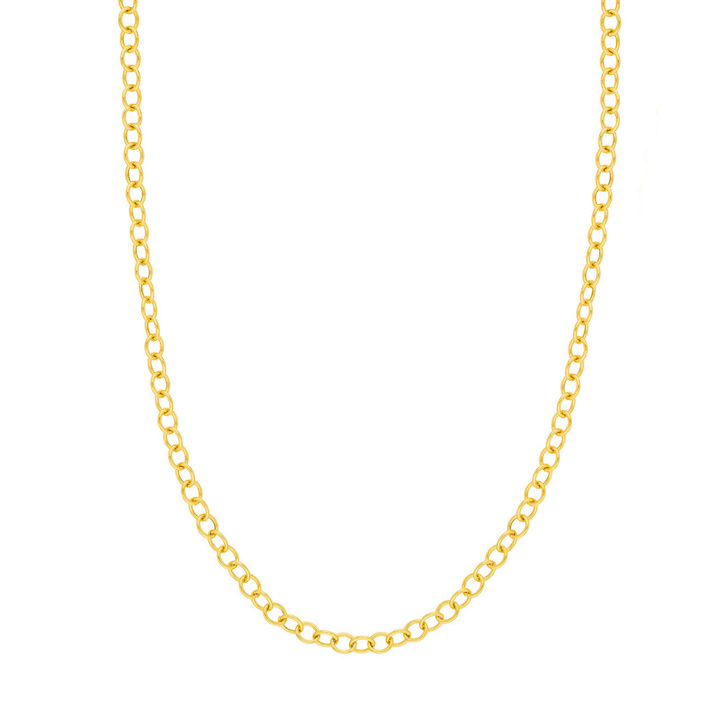 14K yellow gold open link chain necklace.