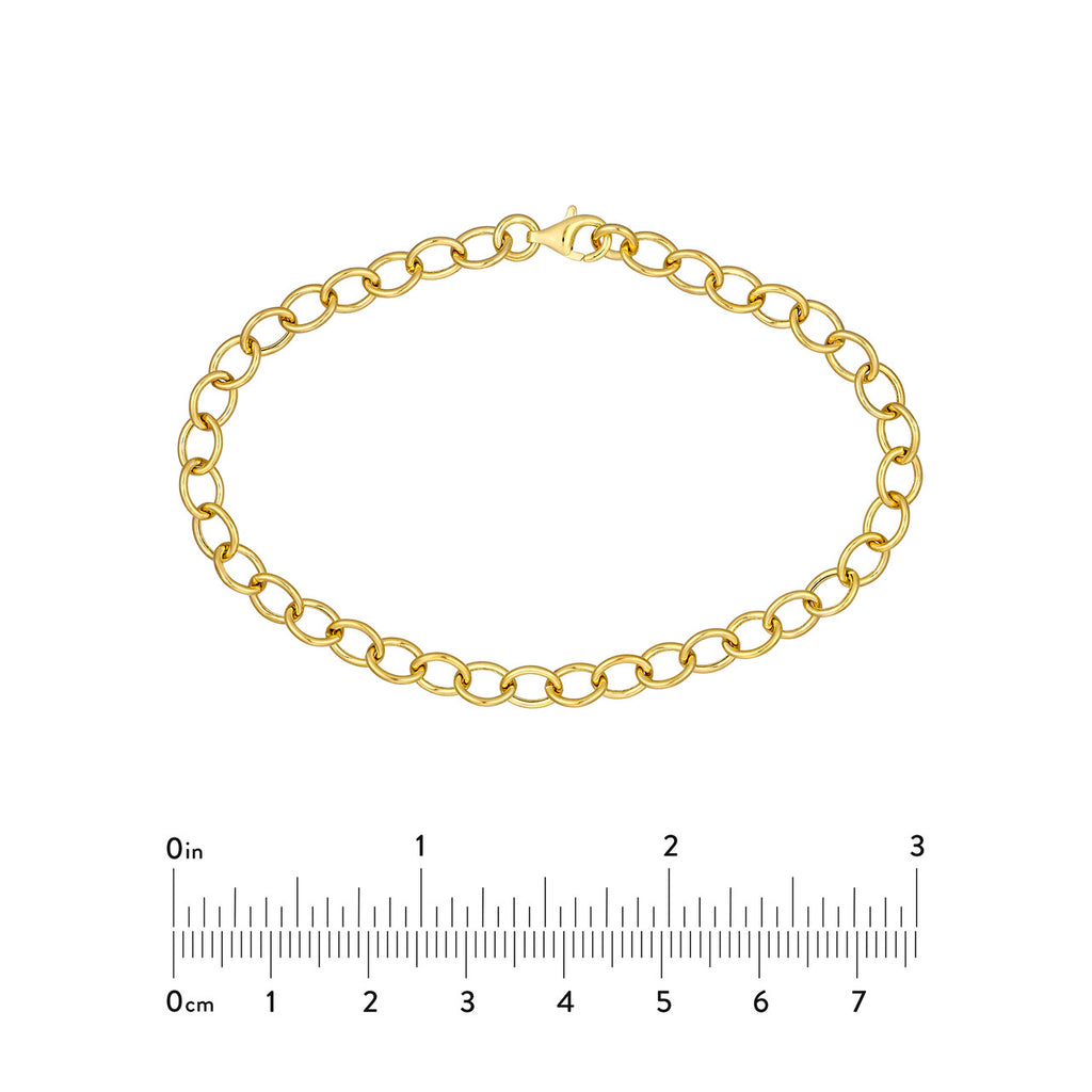 14K yellow gold oval link bracelet.