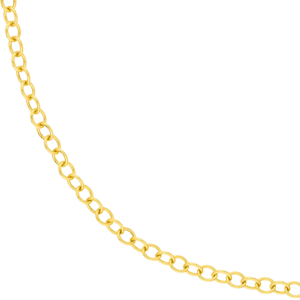 14K yellow gold open link chain necklace.