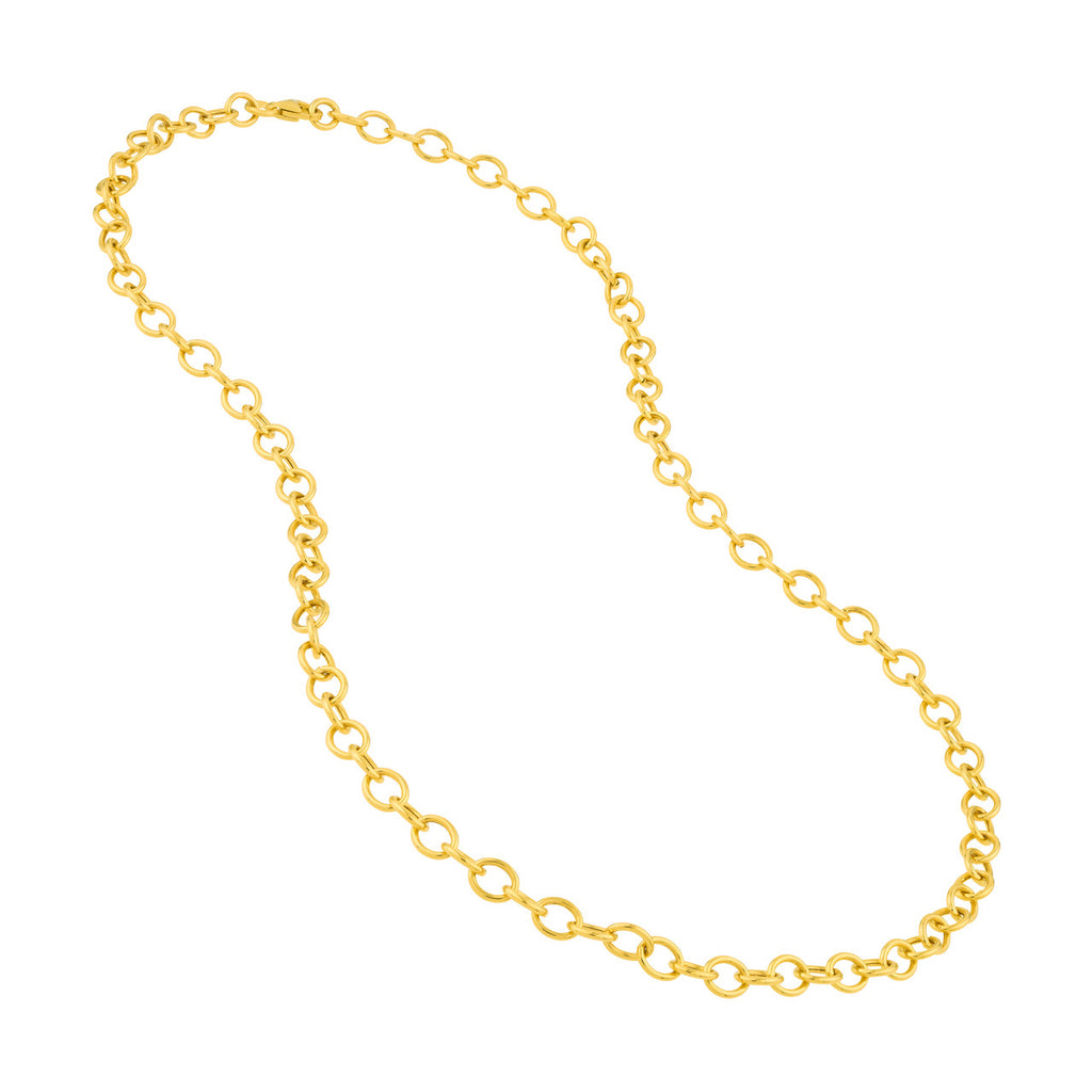 14K yellow gold open link chain necklace.