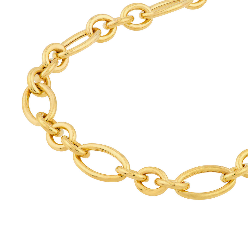 14K yellow gold open link bracelet design.