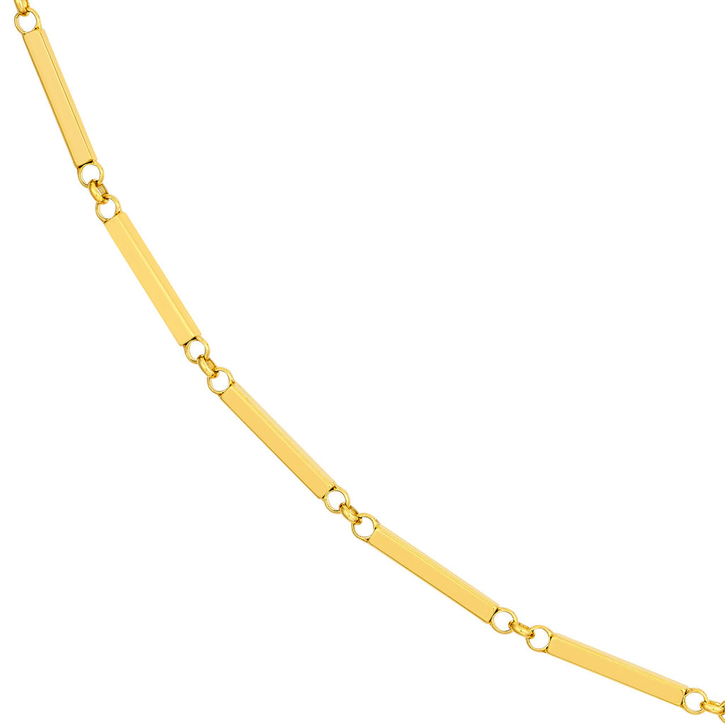 14K yellow gold bar necklace chain.