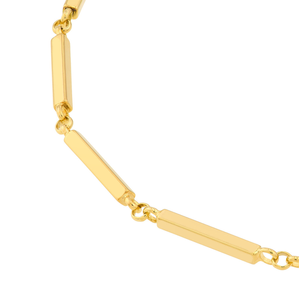14K yellow gold minimalist station bracelet.