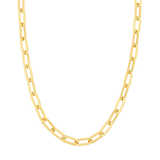 14K yellow gold paperclip chain necklace.