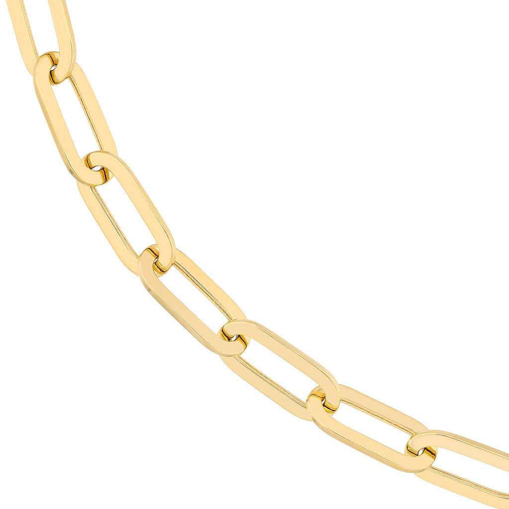 14K yellow gold paperclip chain necklace.