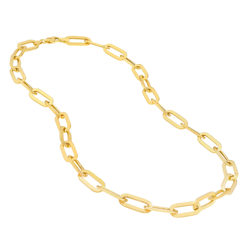 14K yellow gold paperclip chain necklace.
