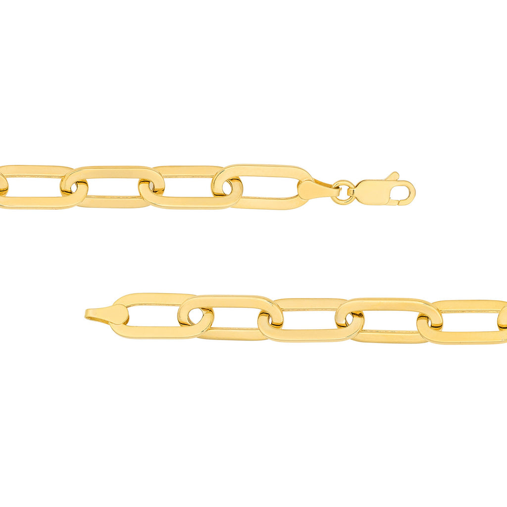 14K yellow gold paperclip chain necklace.