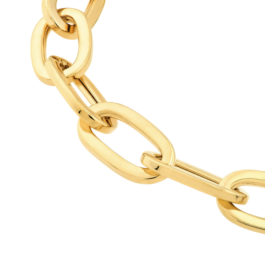 14K yellow gold paperclip bracelet links.