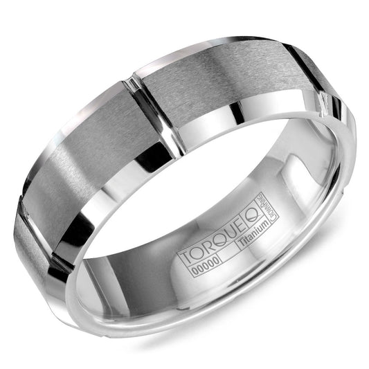 Crown Ring Men's Carved Wedding Band in Tungsten Carbide Grey 7MM