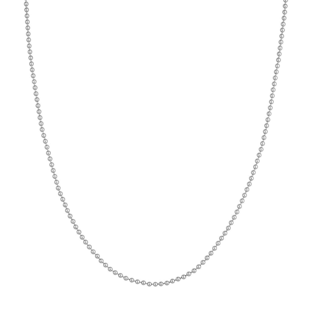 14K white gold bead chain necklace.