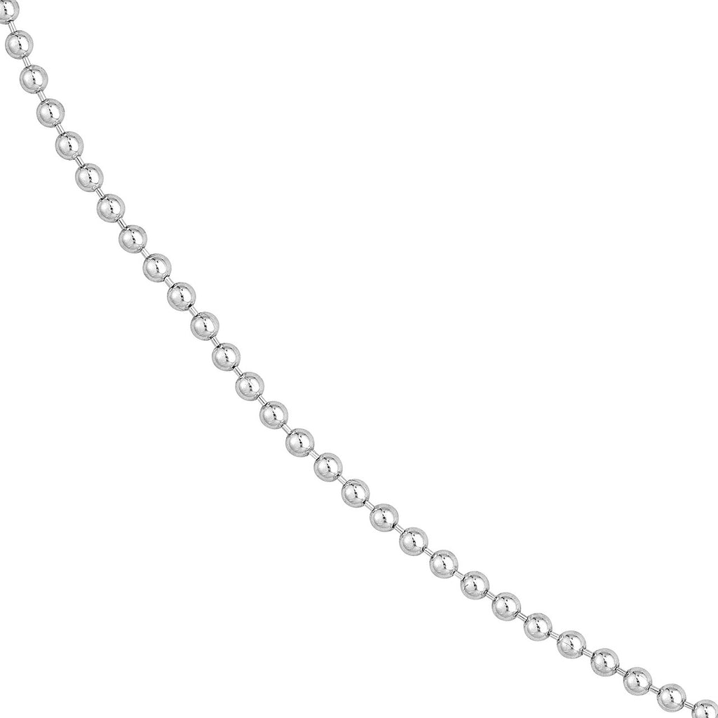 14K white gold bead chain necklace.