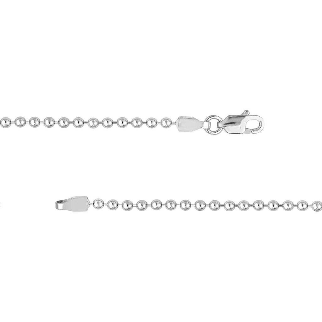 14K white gold bead chain necklace.