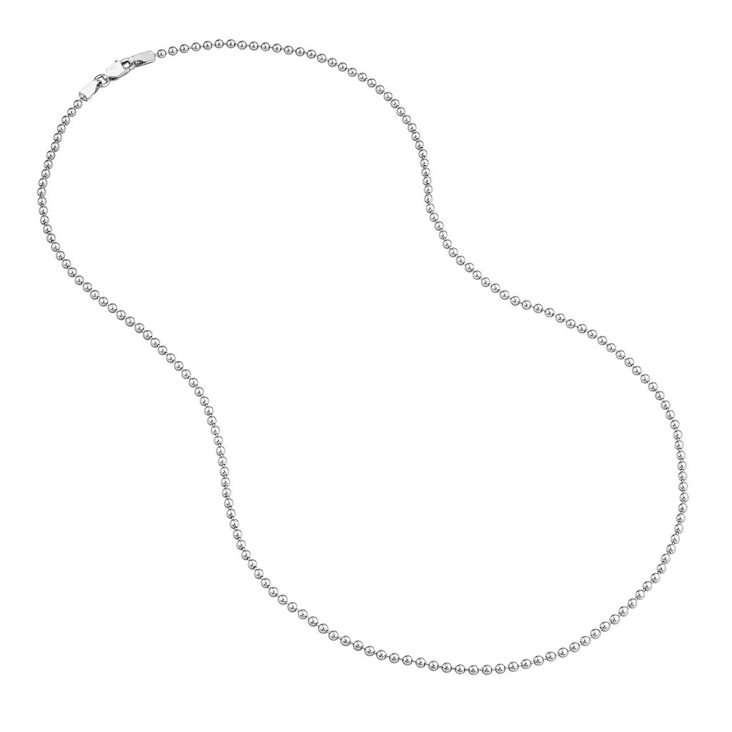 14K White Gold Bead Chain Necklace