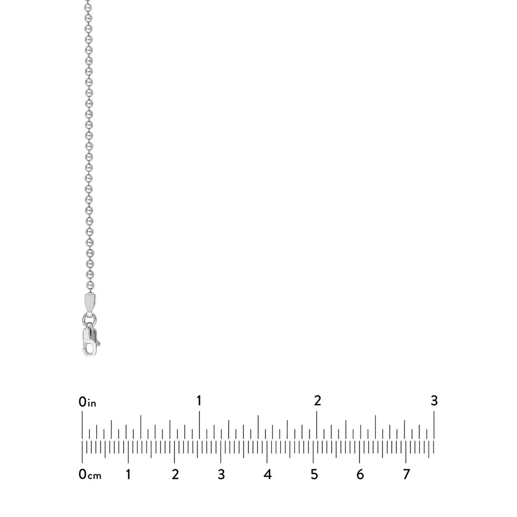 14K white gold bead chain necklace.