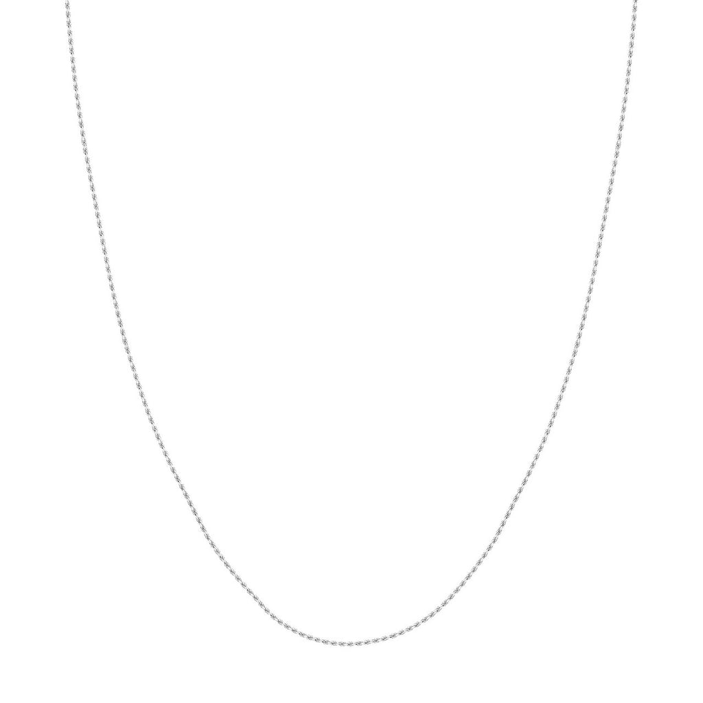 Diamond cut rope chain, 14K white gold.