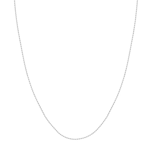 Diamond cut rope chain, 14K white gold.
