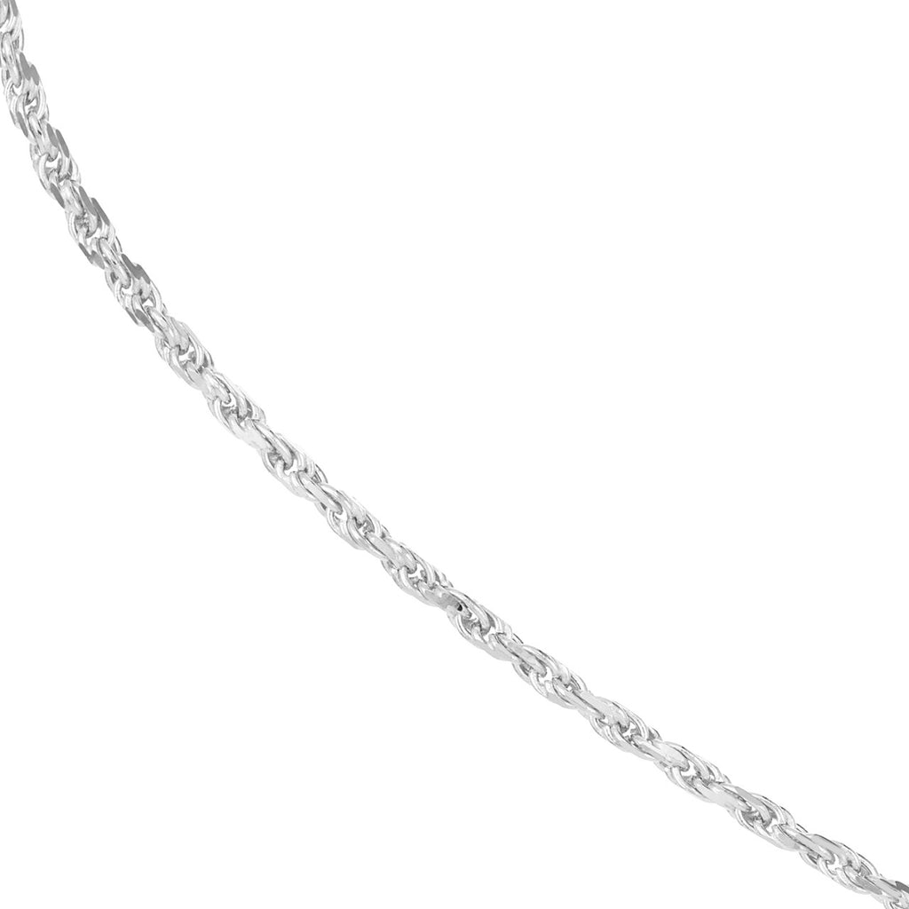 Diamond cut 14K white gold rope chain.