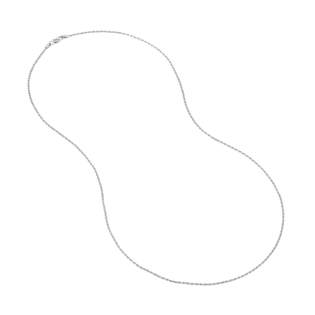 Diamond cut rope chain, 14K white gold.