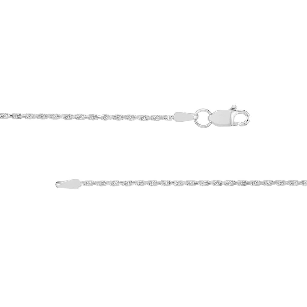 Diamond cut rope chain, 14K white gold.