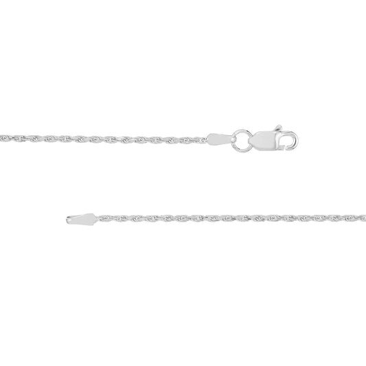 Diamond cut rope chain, 14K white gold.