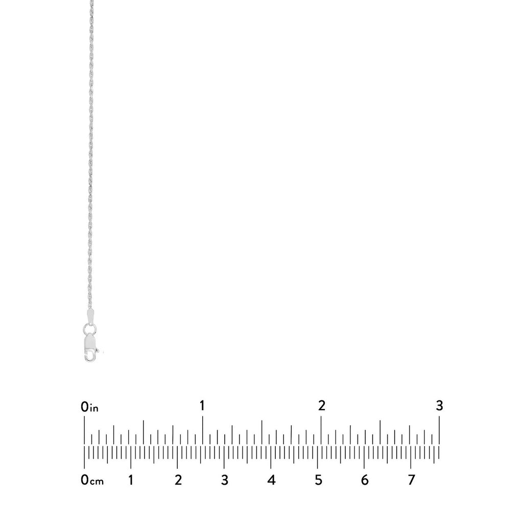 14K white gold diamond-cut rope chain.