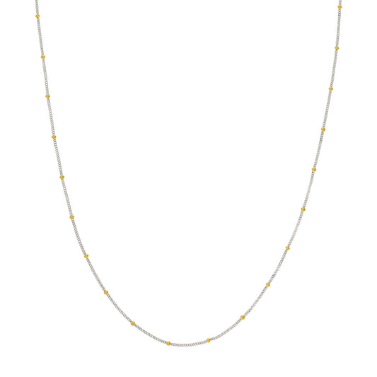 14K white-yellow gold station necklace.