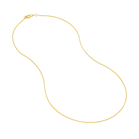 14K yellow gold polished wheat chain.