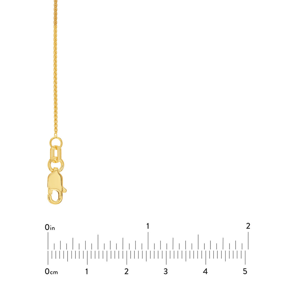 14K yellow gold wheat chain with clasp.