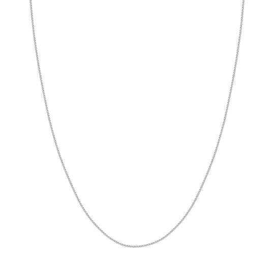 14K white gold wheat chain necklace.