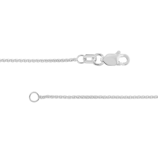 14K white gold wheat chain, lobster clasp.