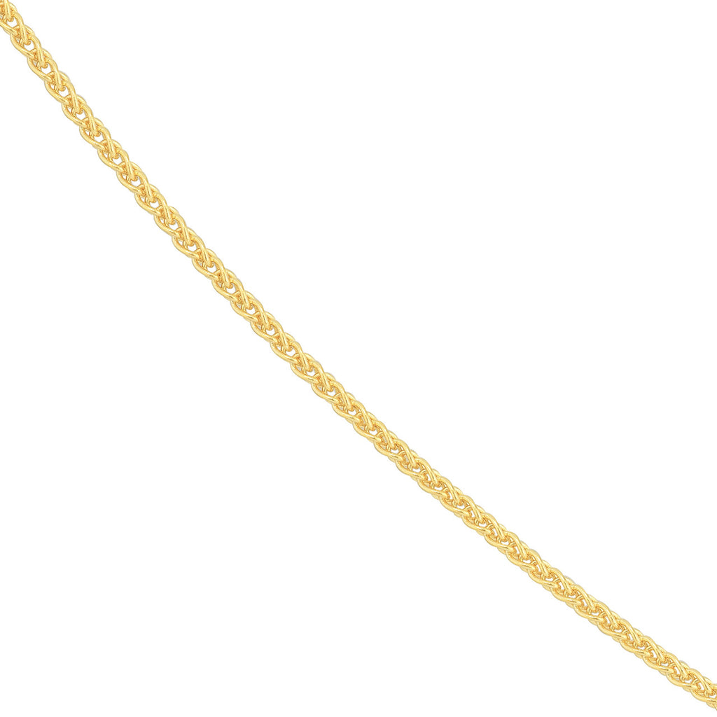 14K Yellow Gold Wheat Chain, Polished Finish
