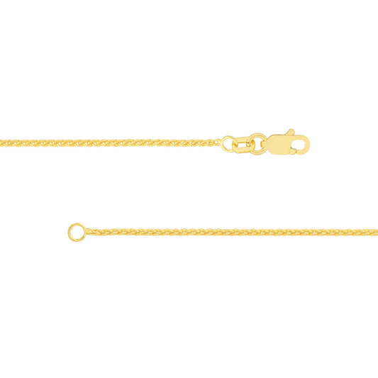 14K yellow gold wheat chain with clasp.